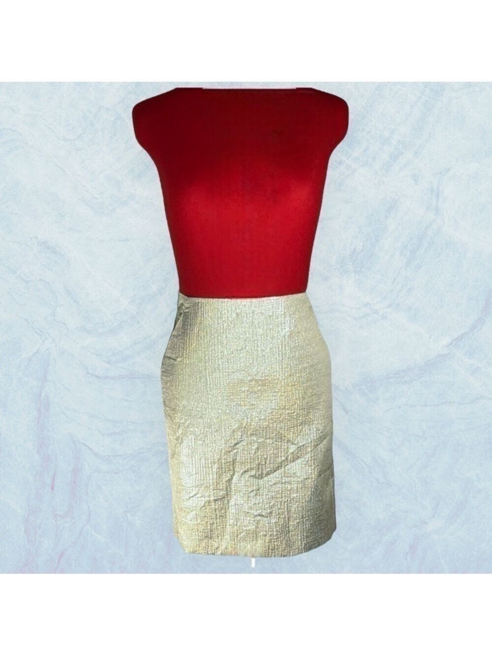 Topshop Gold Metallic A-Line Skirt with Side Pockets, Size 10